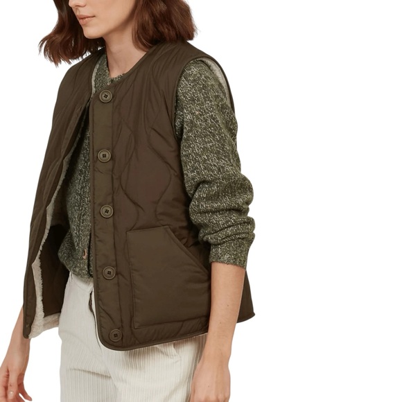 HARTFORD ALTERNATIVE CLASSICS Reversible Sherpa Quilted Nylon Puffer Gilet - Picture 3 of 10